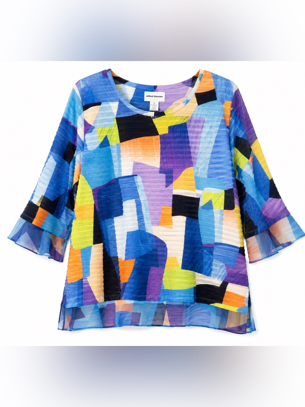 Alfred Dunner Multicolor Abstract Print Tunic - Blue, Purple, Yellow, Orange - Picture 3 of 10